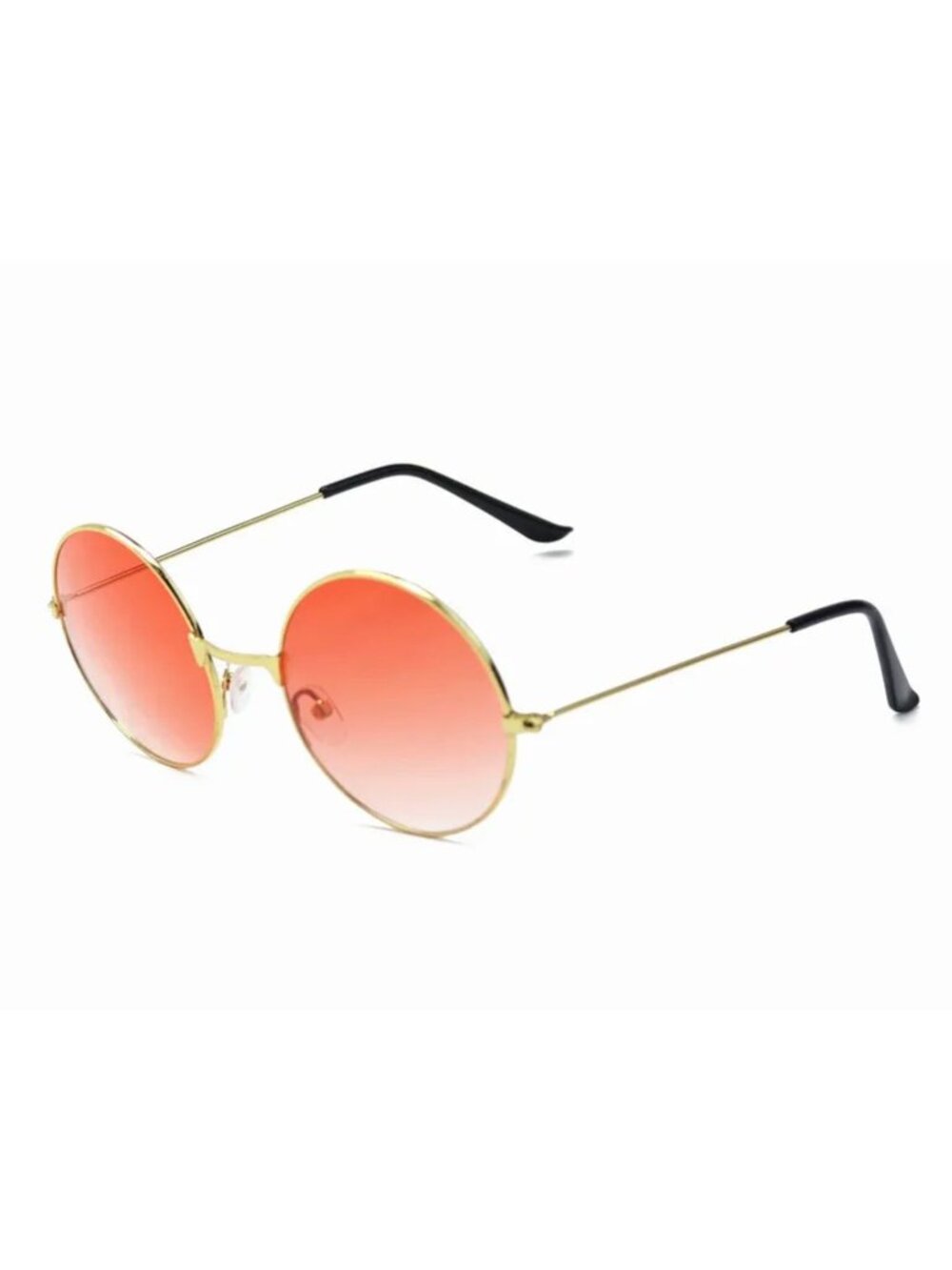 Retro Round Sunglasses With Gold Frame & Gradient Red Lenses